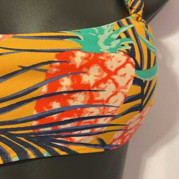 Aerie Yellow Orange Pineapple Tropical Wide Strap Scoop Bikini Top size M - Picture 7 of 13
